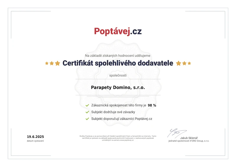 Certifikát POPTAVEJ.CZ
