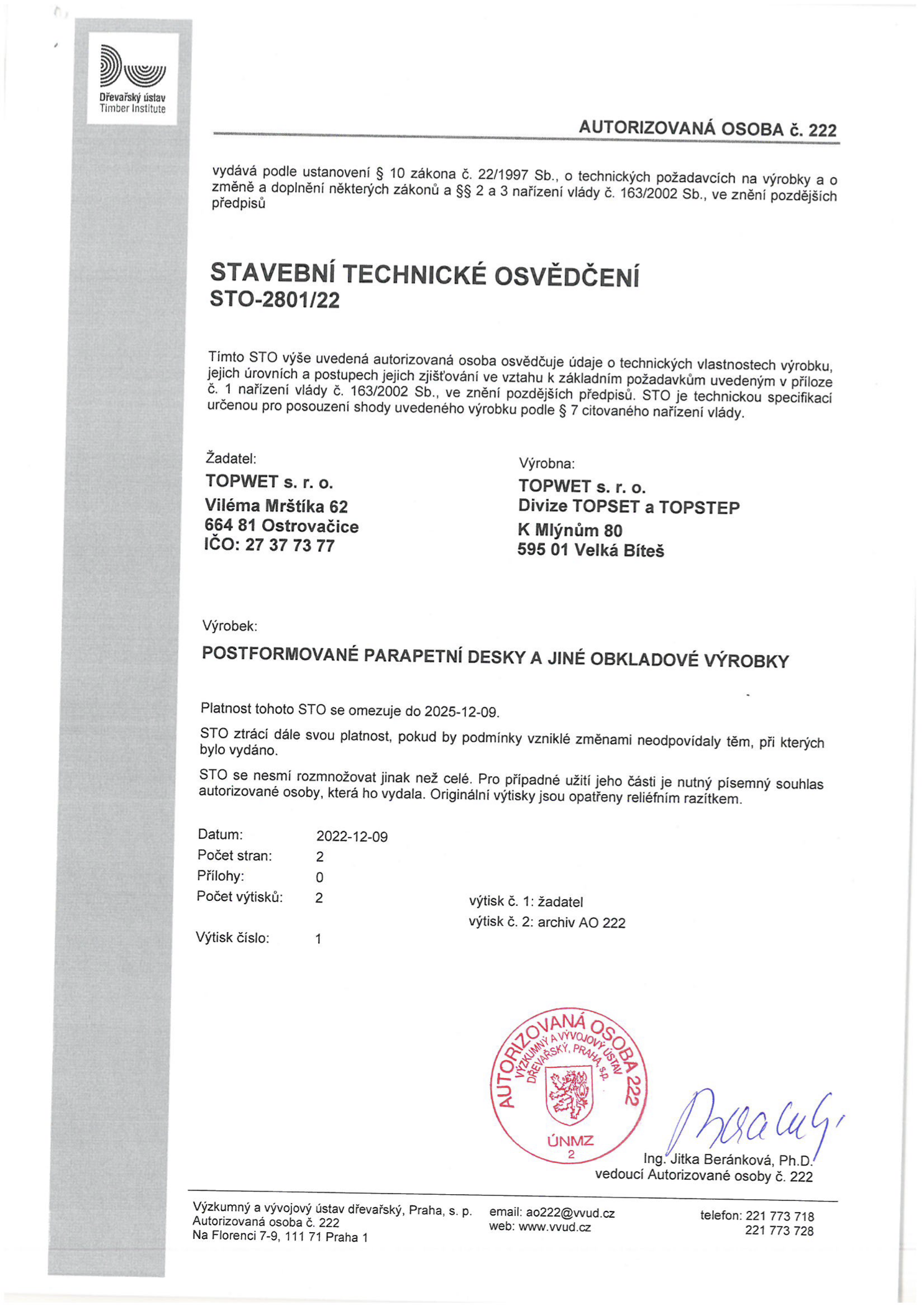 TOPSET - Stavební technické osvědčení